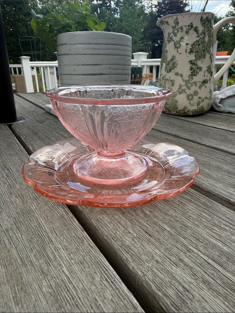 Vintage Pink Depression Glass Compote and Plate - Elegant Pink Glass Serving Set